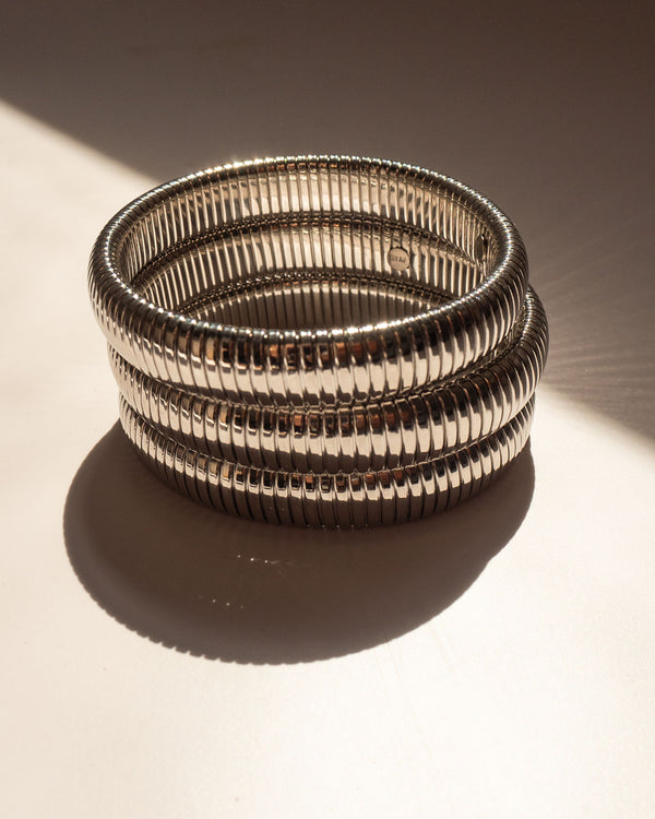 Luv Aj Flex Snake Chain Bracelet- Set Of 3 (12mm Wide)- Silver (Ships Early December)