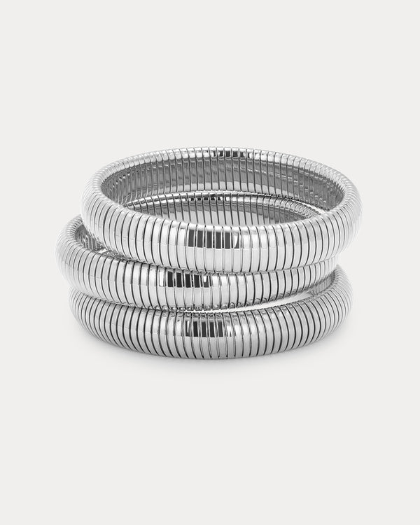 luv aj Flex Snake Chain Bracelet- Set of 3 (12mm wide)- Silver (Ships Early December)
