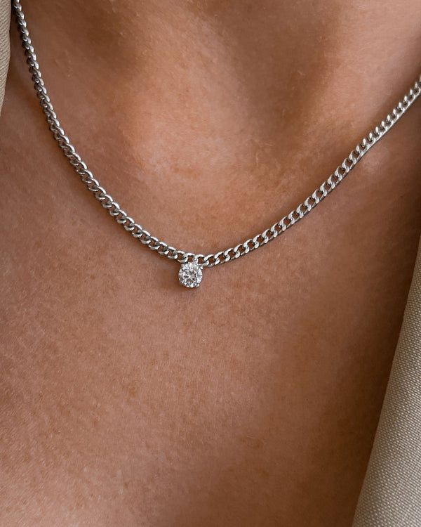 Luv Aj Bardot Stud Charm Necklace- Silver