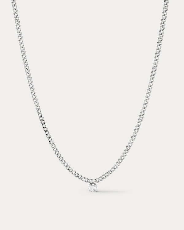 luv aj Bardot Stud Charm Necklace- Silver