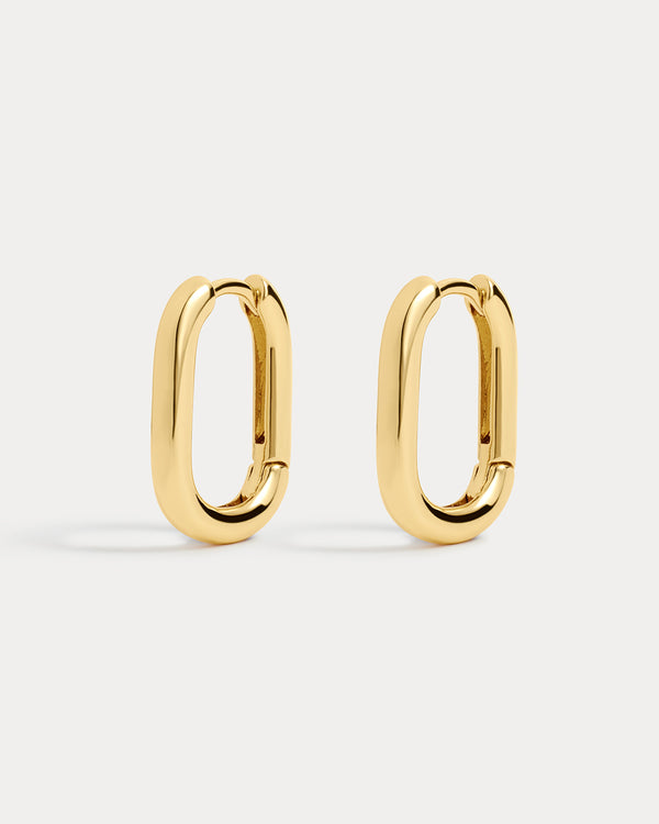 luv aj Chain Link Huggies- Gold