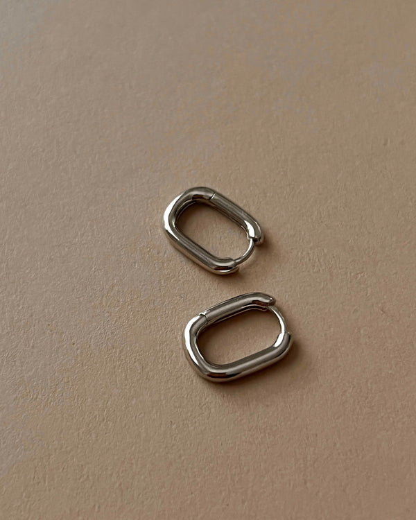 Luv Aj Chain Link Huggies- Silver