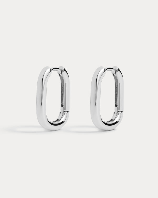 luv aj Chain Link Huggies- Silver