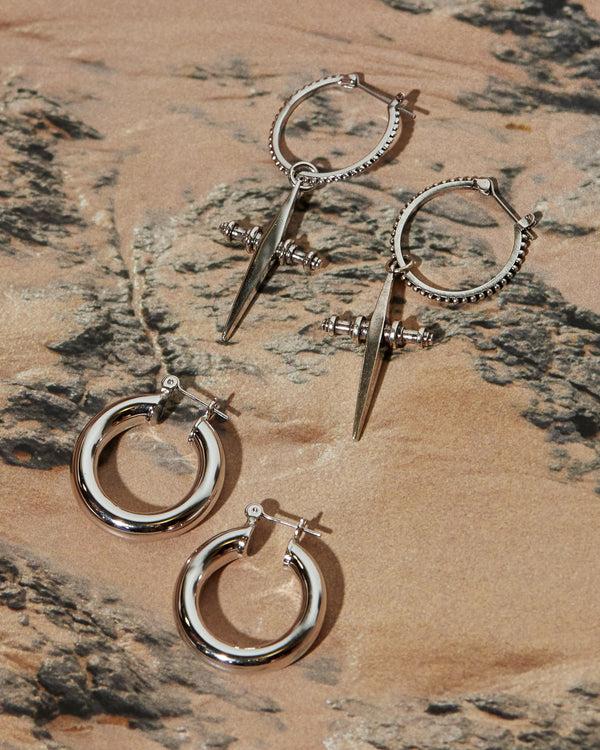Luv Aj Cross Hoops- Silver