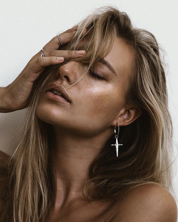 Luv Aj Cross Hoops- Silver