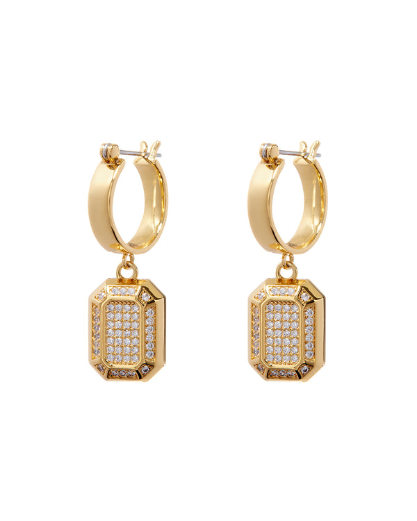 luv aj Faceted Diamond Statement Hoops- Gold