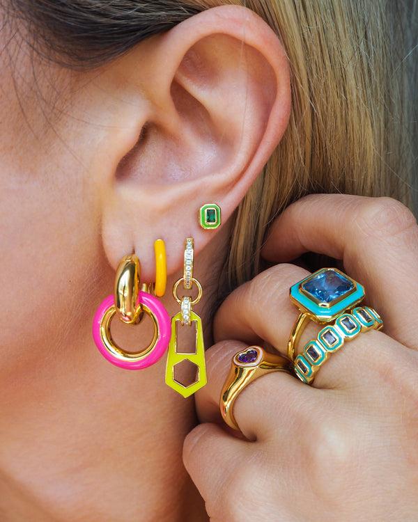 Luv Aj Heart Signet Ring- Pink- Silver