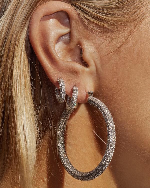 Luv Aj Pave Amalfi Huggies- Silver
