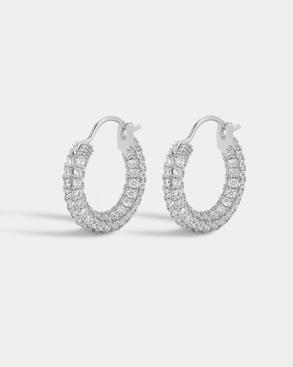 luv aj Pave Amalfi Huggies- Silver