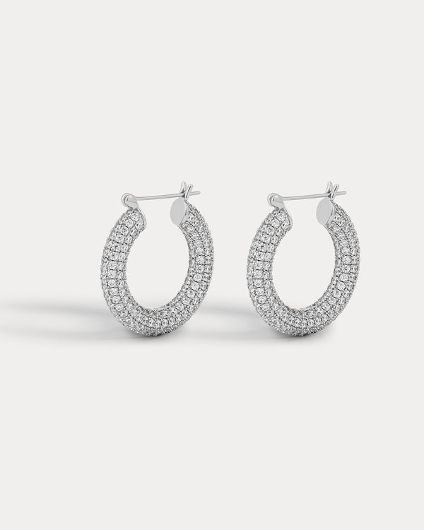 luv aj Pave Baby Amalfi Hoops- Silver