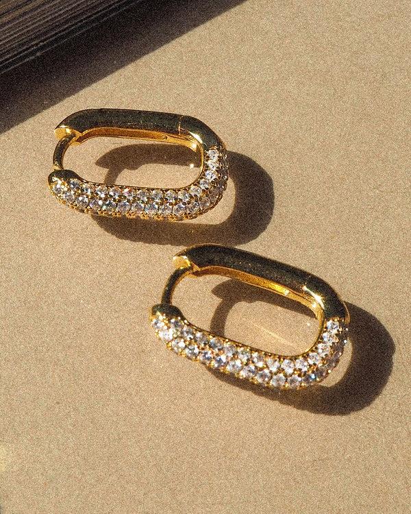 Luv Aj Pave Chain Link Huggies- Gold