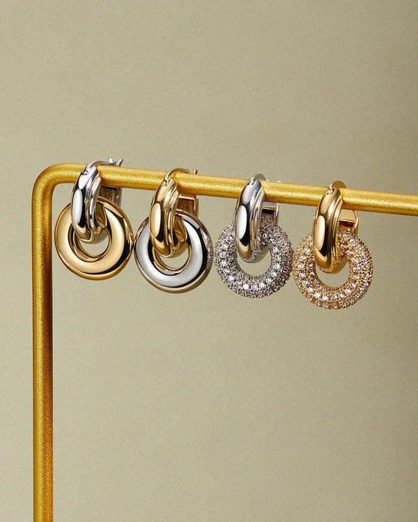 Luv Aj Pave Interlock Hoops- Silver