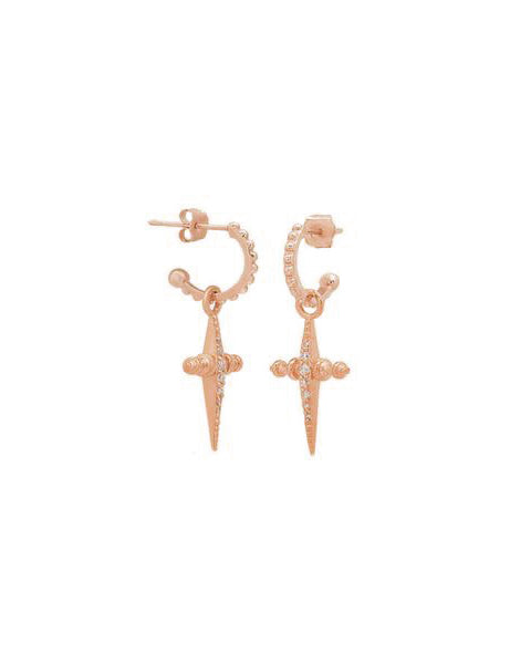 luv aj Pave Mini Cross Hoops- Rose Gold