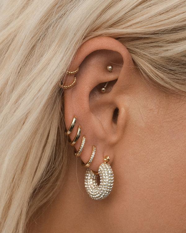 Luv Aj Pave Mini Donut Hoops- Gold