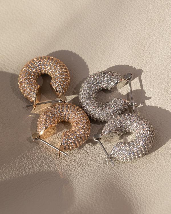 Luv Aj Pave Mini Donut Hoops- Gold