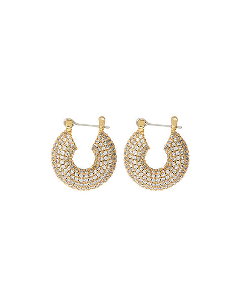 luv aj Pave Mini Donut Hoops- Gold