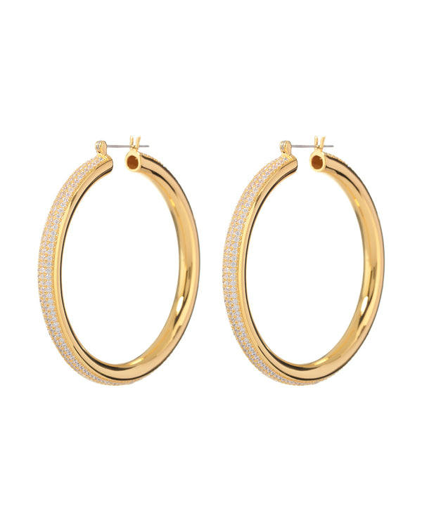 luv aj Pave Stripe Amalfi Hoops- Gold