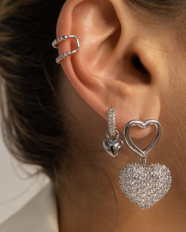 Luv Aj Puffy Heart Huggies- Silver