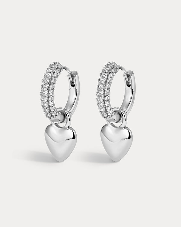 luv aj Puffy Heart Huggies- Silver