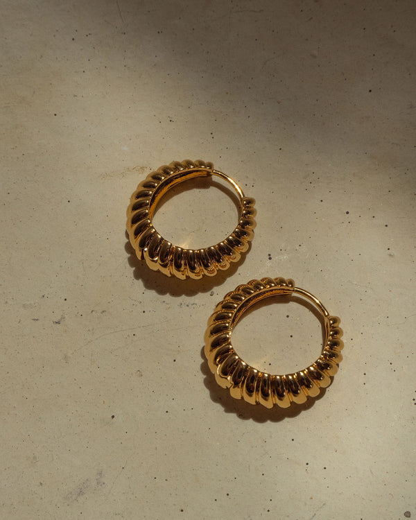 Luv Aj Ridged Marbella Hoops- Gold