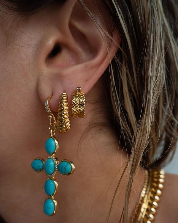 Luv Aj Ridged Marbella Hoops- Gold