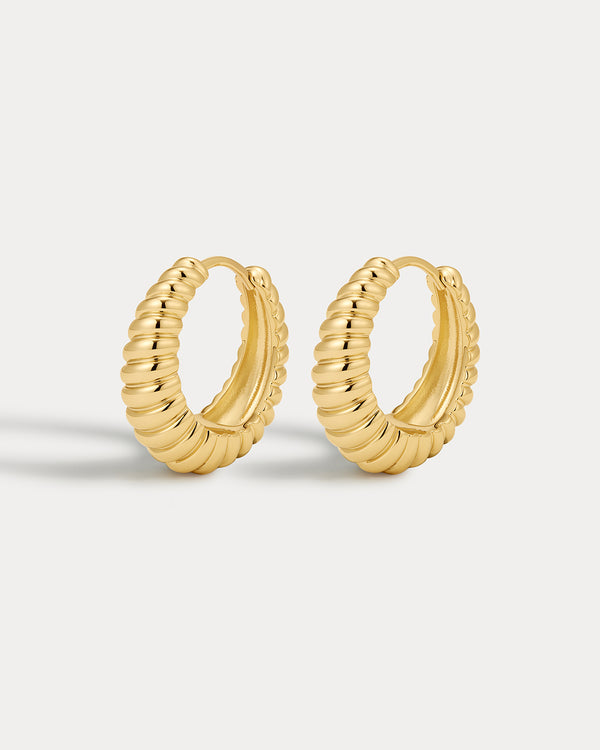 luv aj Ridged Marbella Hoops- Gold