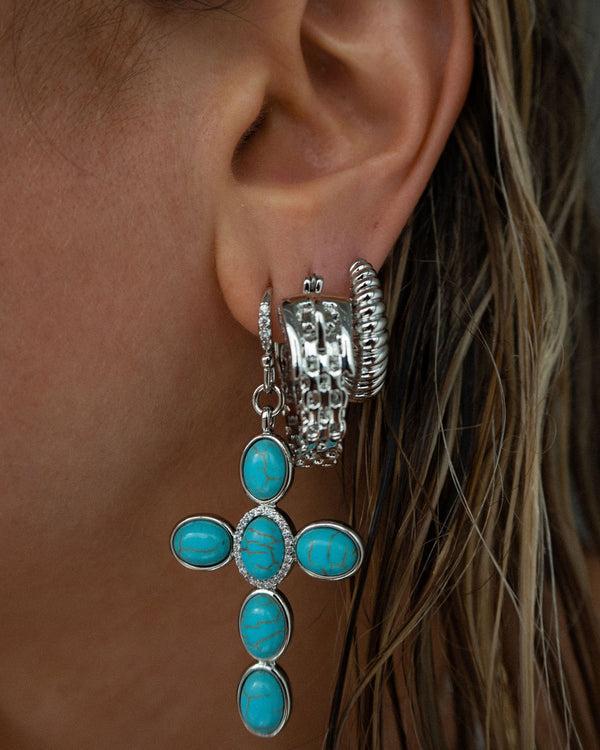 Luv Aj Ridged Marbella Hoops- Silver