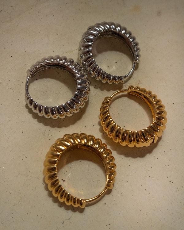 Luv Aj Ridged Marbella Hoops- Silver