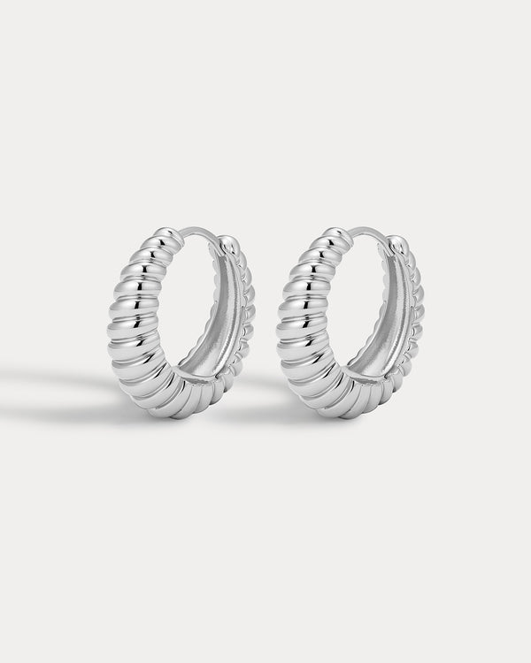 luv aj Ridged Marbella Hoops- Silver
