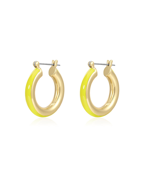 luv aj Stripe Baby Amalfi Hoops- Neon Yellow- Gold