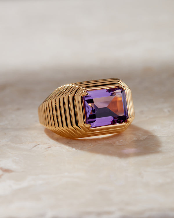 luv aj The Caroline Step-Cut Ring- Amethyst