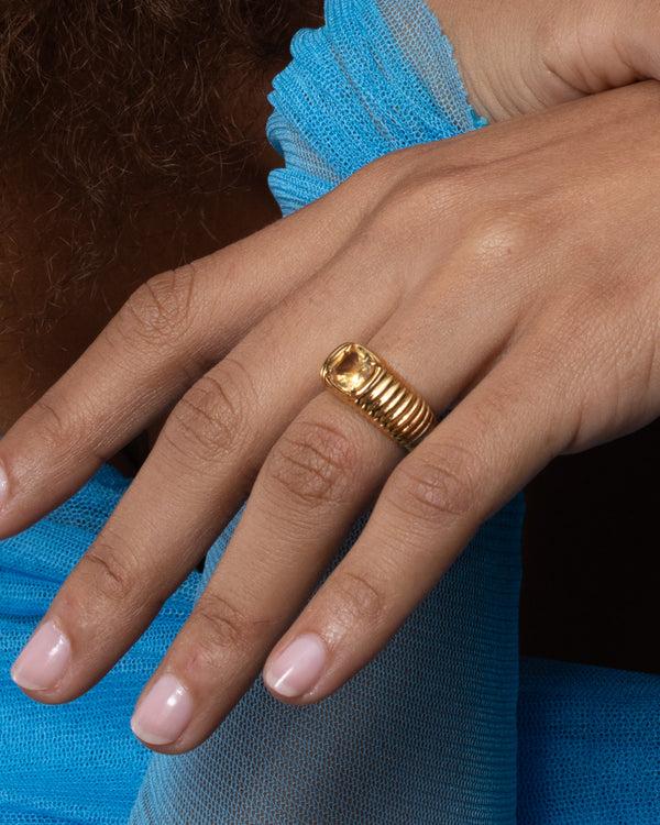 Luv Aj The Elizabeth Cushion Ring- Citrine