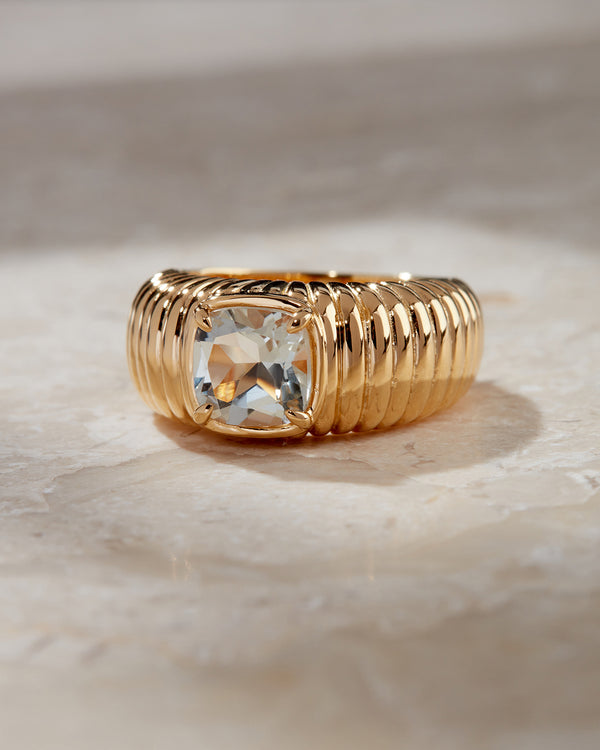luv aj The Elizabeth Cushion Ring- Green Amethyst