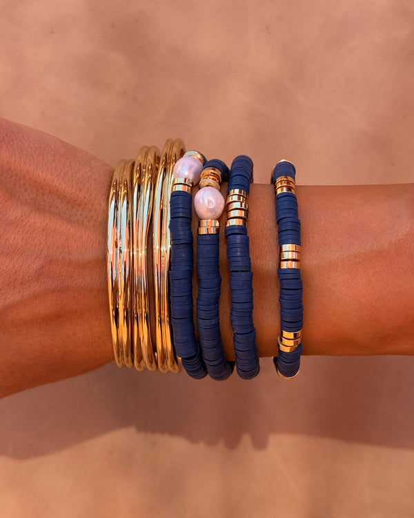 Luv Aj The Seville Pearl Bracelet Set- Navy
