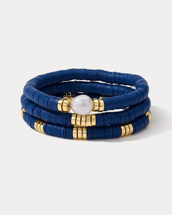 luv aj The Seville Pearl Bracelet Set- Navy