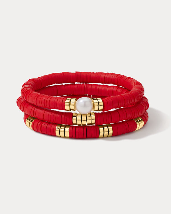 luv aj The Seville Pearl Bracelet Set- Red