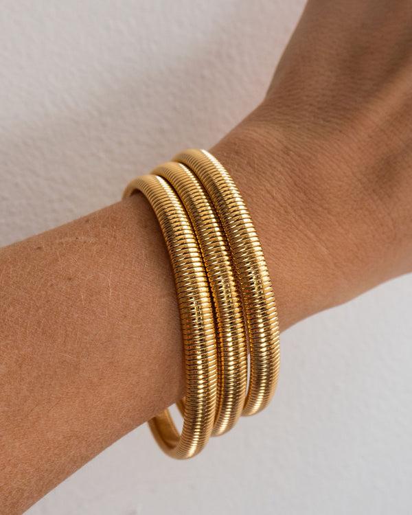 Luv Aj Mini Flex Snake Chain Bracelet- Set Of 3 (7mm Wide)- Gold