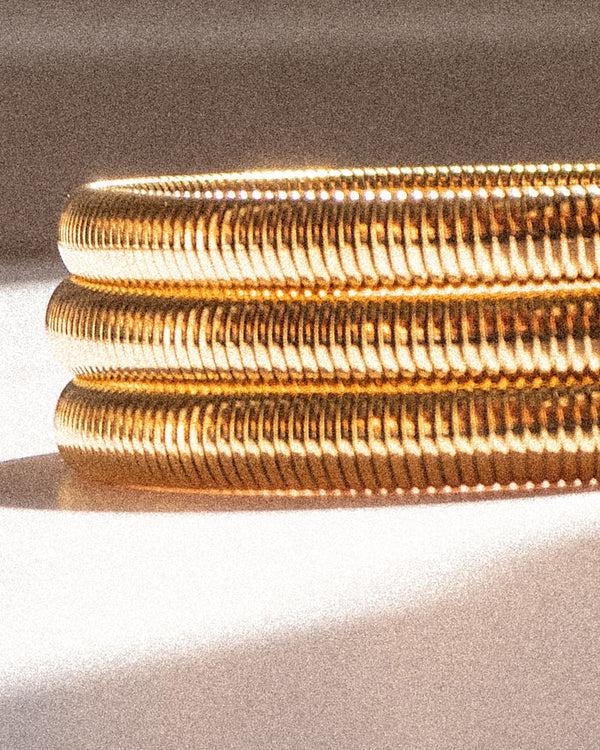 Luv Aj Mini Flex Snake Chain Bracelet- Set Of 3 (7mm Wide)- Gold