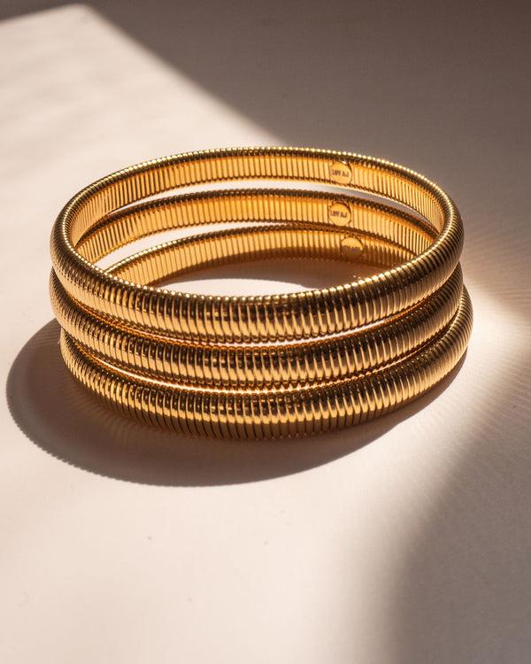 Luv Aj Mini Flex Snake Chain Bracelet- Set Of 3 (7mm Wide)- Gold