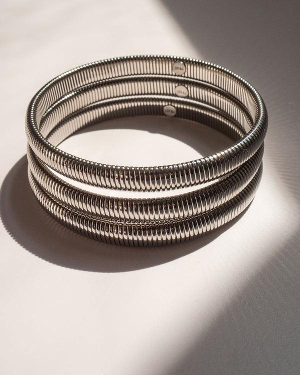 Luv Aj Mini Flex Snake Chain Bracelet- Set Of 3 (7mm Wide)- Silver (Ships Early December)