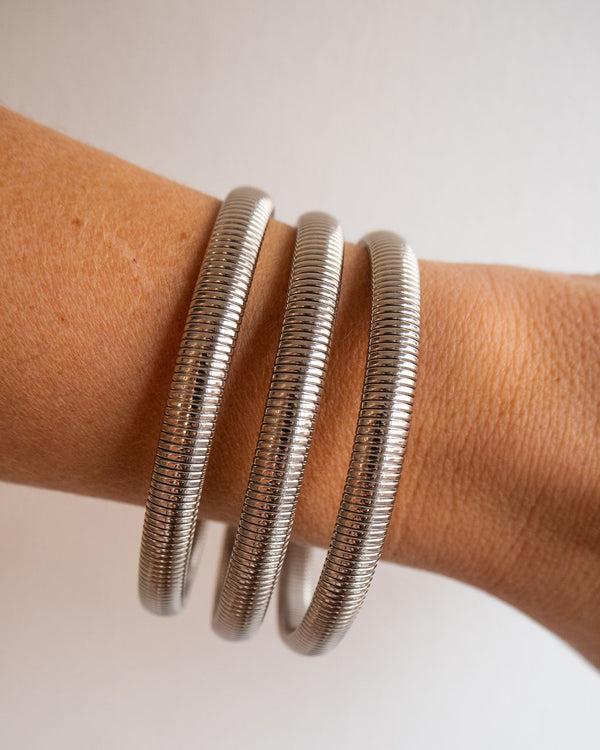 Luv Aj Mini Flex Snake Chain Bracelet- Set Of 3 (7mm Wide)- Silver (Ships Early December)