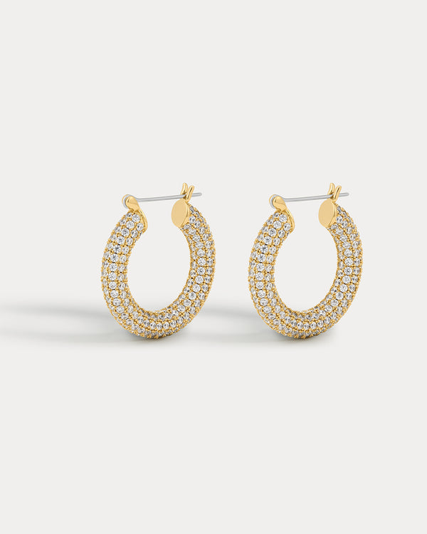 luv aj Pave Baby Amalfi Hoops- Gold (Ships Early November)