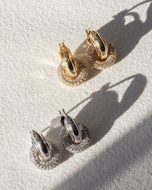 Luv Aj Pave Interlock Hoops- Gold (Ships Late November)