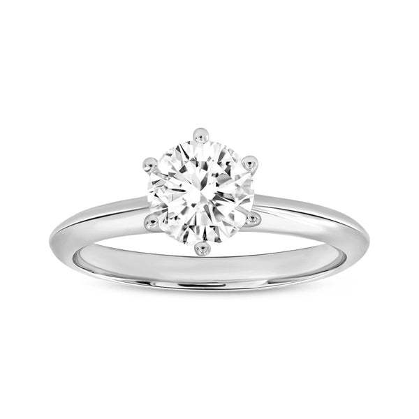 LuvMyJewelry 14K White Gold Round Cut Lab Grown Diamond Classic Engagement Ring - 1.03 ctw