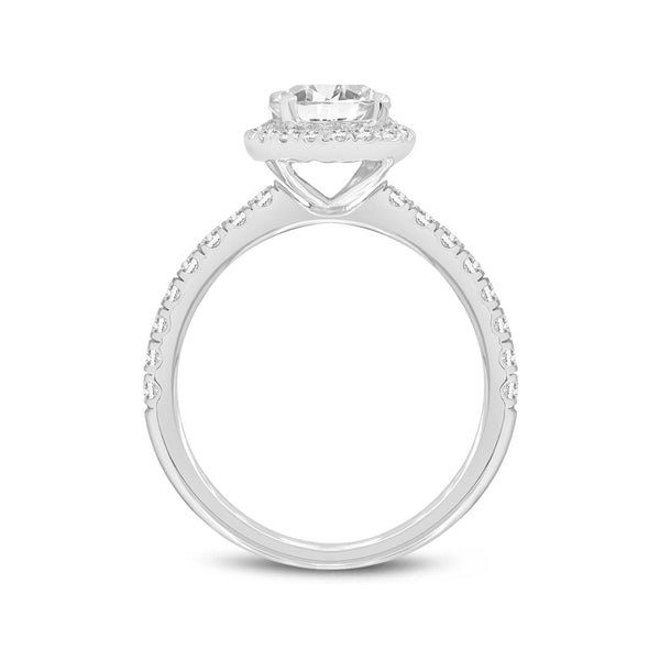 LuvMyJewelry 14K White Gold Round Cut Lab Grown Diamond Halo Engagement Ring - 1.46 Ctw