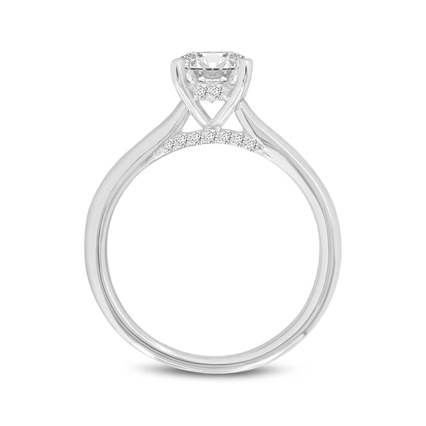 LuvMyJewelry 14K White Gold Round Cut Lab Grown Diamond Hidden Halo Engagement Ring - 1.23 Ctw