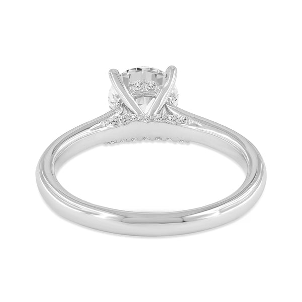 LuvMyJewelry 14K White Gold Round Cut Lab Grown Diamond Hidden Halo Engagement Ring - 1.23 Ctw