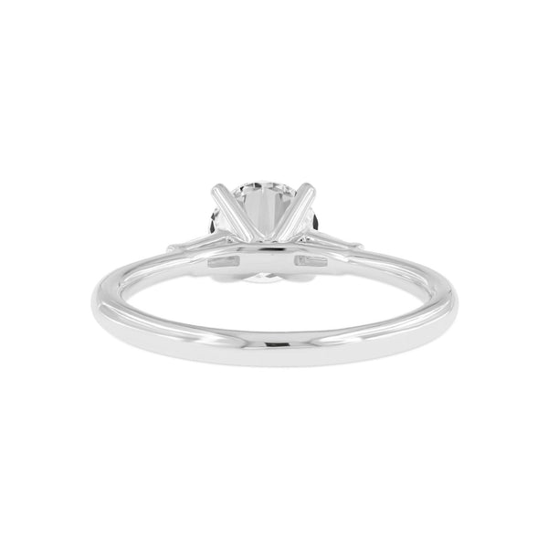 LuvMyJewelry 14K White Gold Round Cut Lab Grown Diamond Tapered Baguettes Engagement Ring - 1.08 Ctw