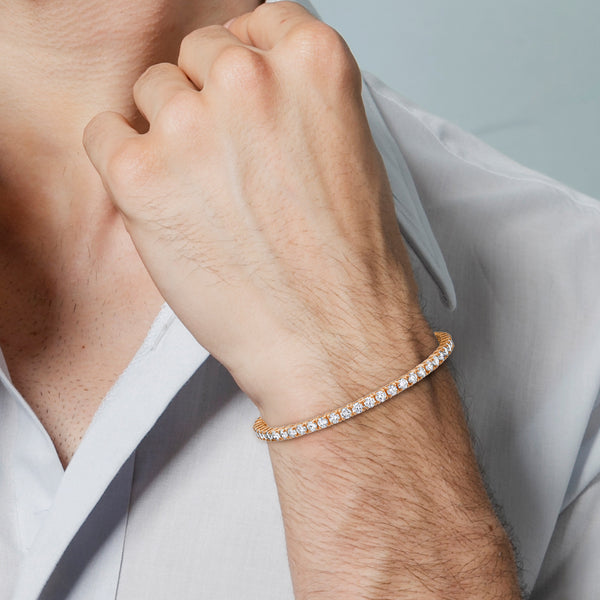 LuvMyJewelry 15Luv 10K Rose Gold Lab Grown Diamond Tennis Bracelets - 6 Carats