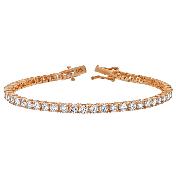LuvMyJewelry 15Luv 10K Rose Gold Lab Grown Diamond Tennis Bracelets - 6 Carats